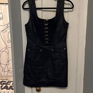 Alice McCall navy leather mini dress